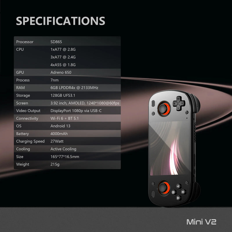 Retroid Pocket Mini V2 Android Retro Handheld - Specifications