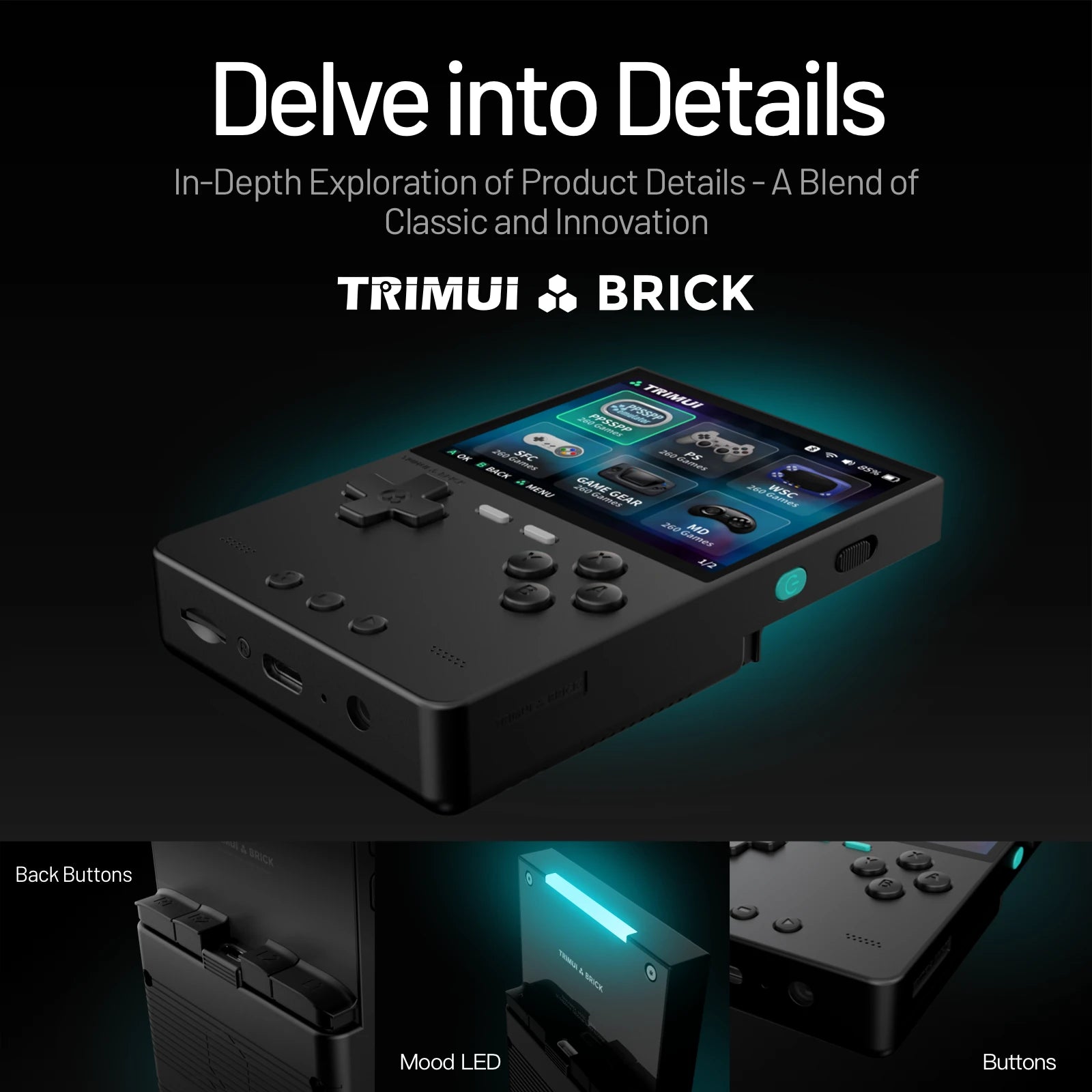Trimui Brick 3.2 Inch Retro Handheld Game Console - Delve into Details