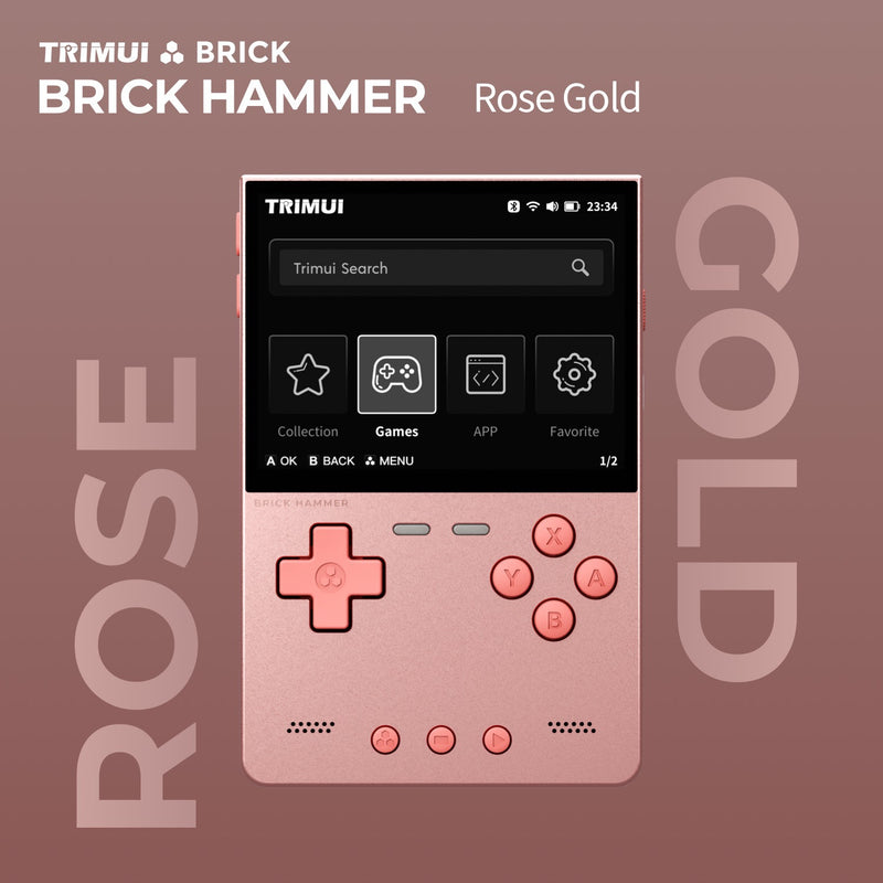 Trimui Brick Hammer 3.2” Metal Retro Handheld Game Console - Rose Gold