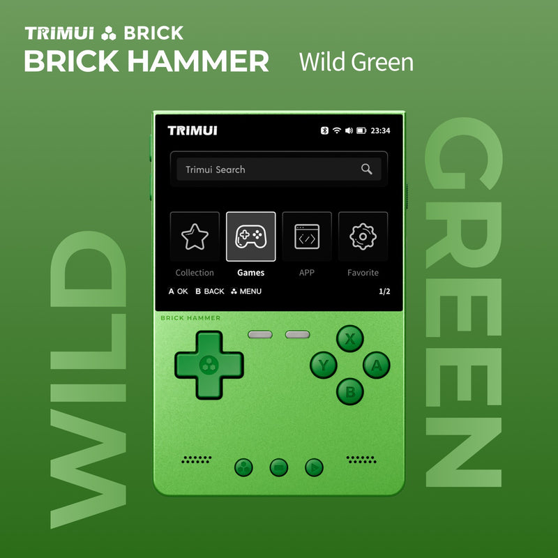 Trimui Brick Hammer 3.2” Metal Retro Handheld Game Console - Green