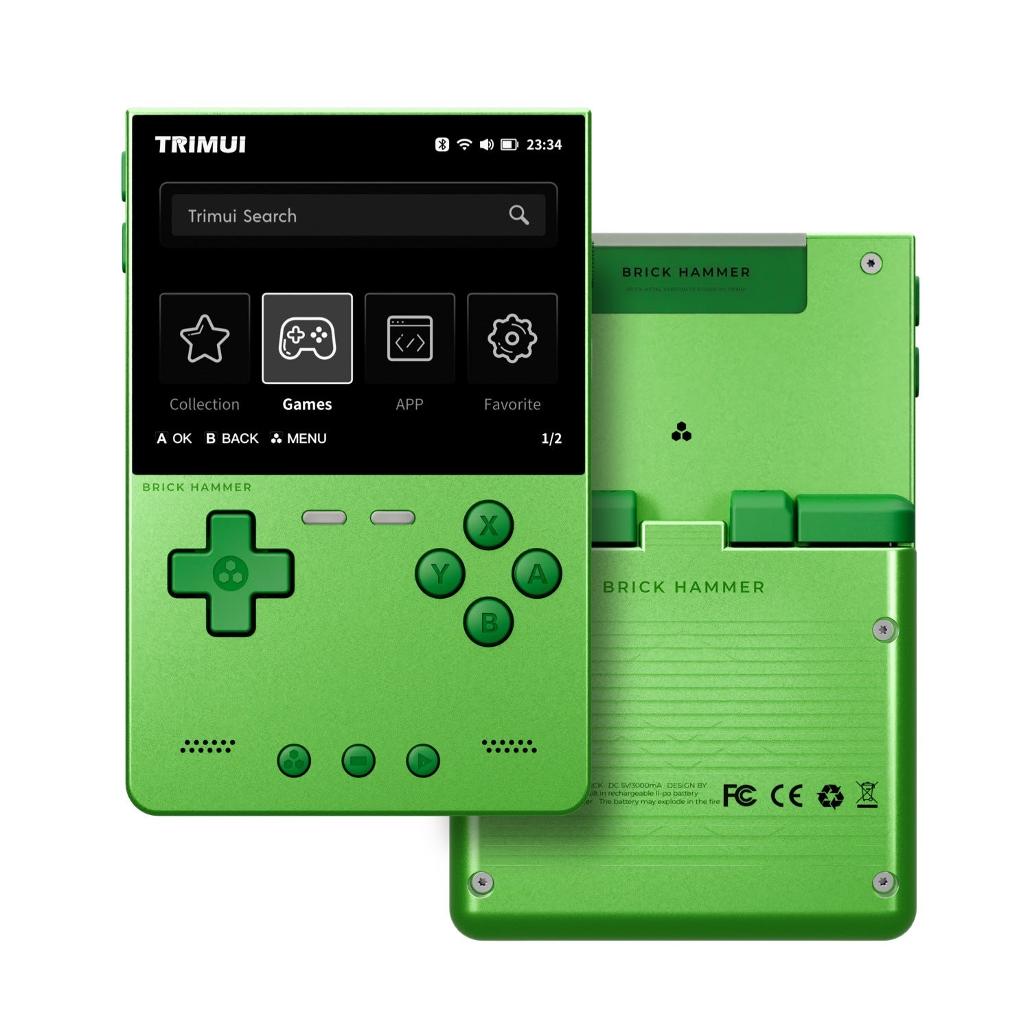 Trimui Brick Hammer 3.2” Metal Retro Handheld Game Console - Green