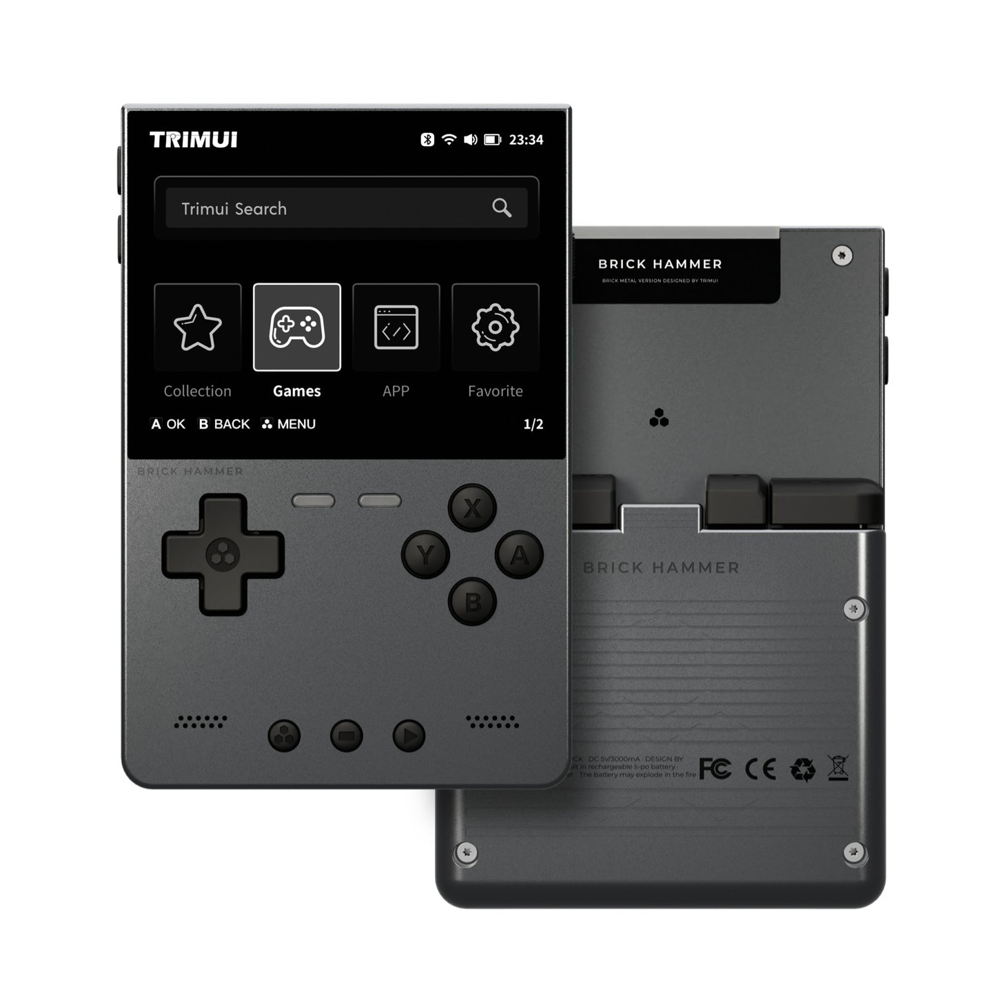 Trimui Brick Hammer 3.2” Metal Retro Handheld Game Console - Dark Gray
