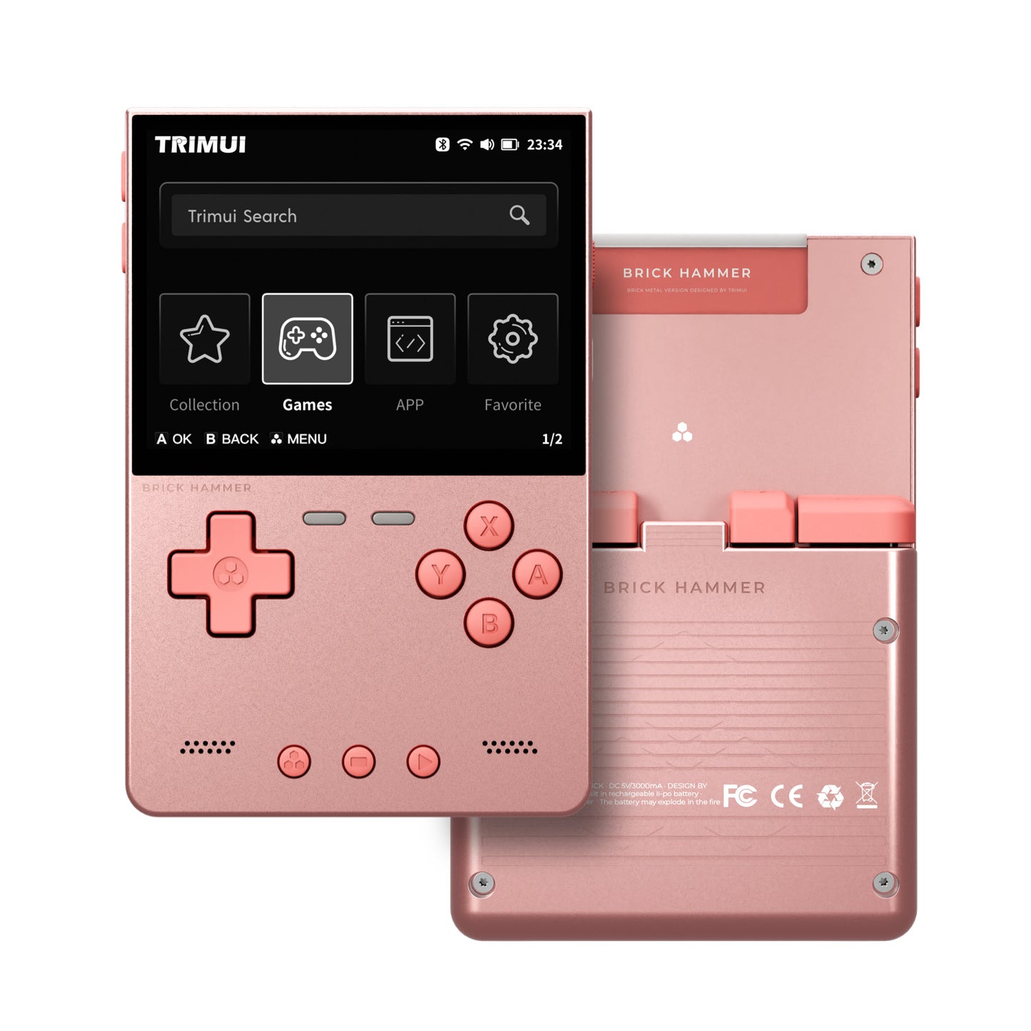 Trimui Brick Hammer 3.2” Metal Retro Handheld Game Console - Rose Gold
