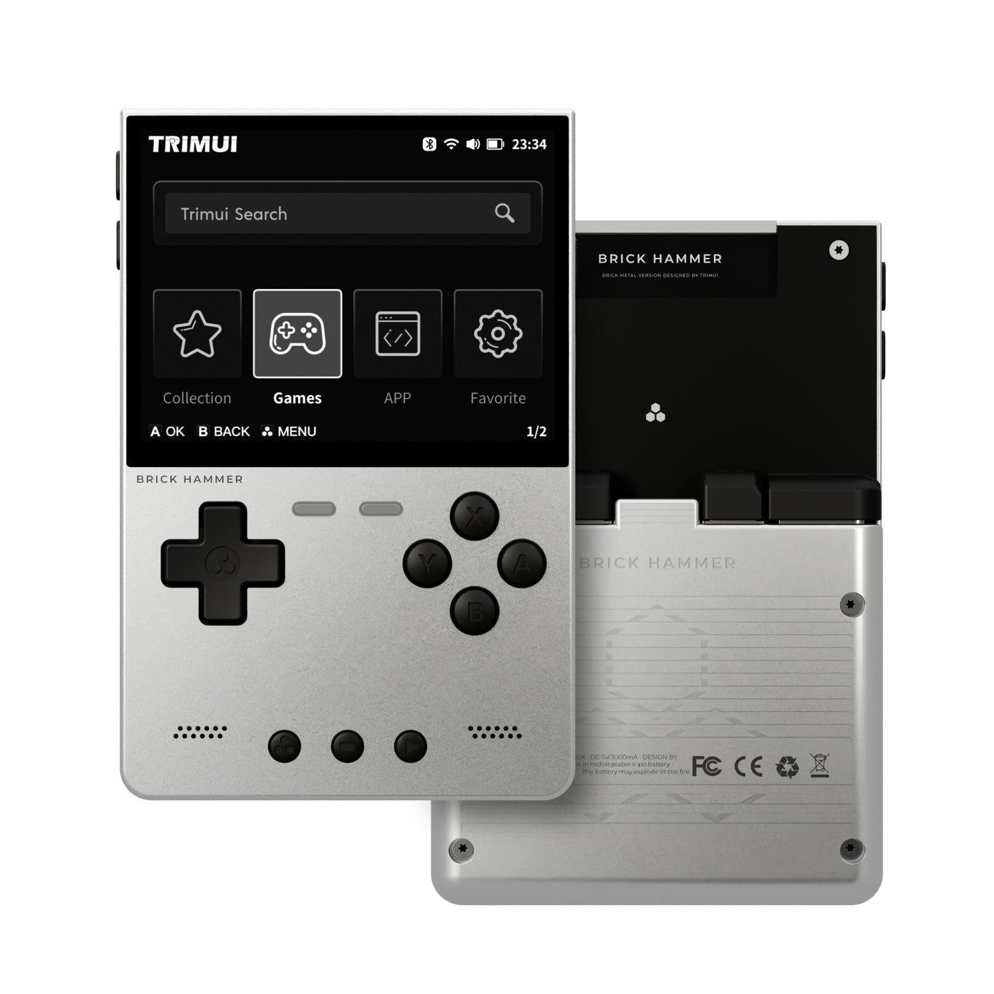 Trimui Brick Hammer 3.2” Metal Retro Handheld Game Console - Silver