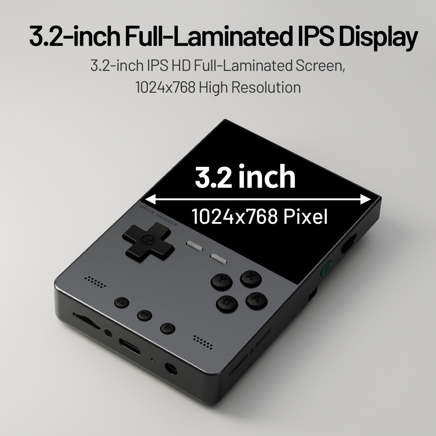 Trimui Brick Hammer 3.2” Metal Retro Handheld Game Console - 3.2 Inch IPS Screen