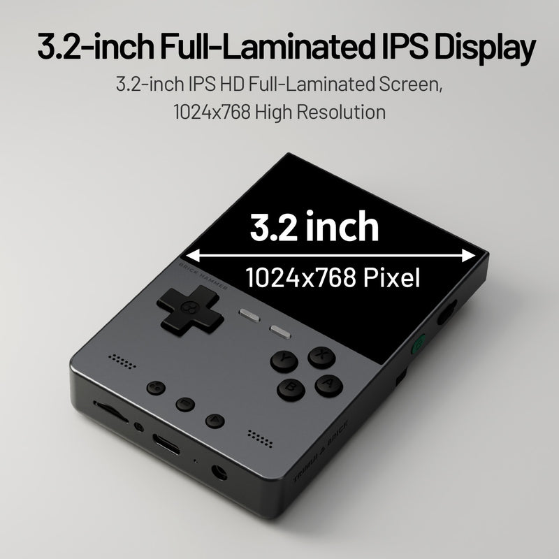 Trimui Brick Hammer 3.2” Metal Retro Handheld Game Console - 3.2 Inch IPS Screen