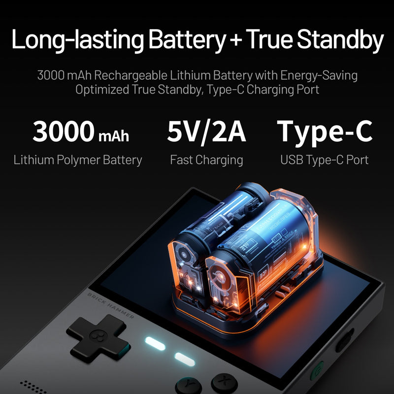 Trimui Brick Hammer 3.2” Metal Retro Handheld Game Console - 3000 mAh Long Lasting Battery Life