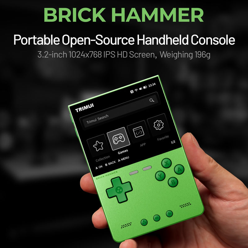 Trimui Brick Hammer 3.2” Metal Retro Handheld Game Console - Portable Open Source Handheld Console