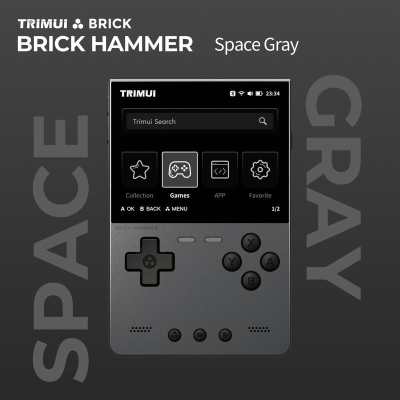 Trimui Brick Hammer 3.2” Metal Retro Handheld Game Console - Dark Gray